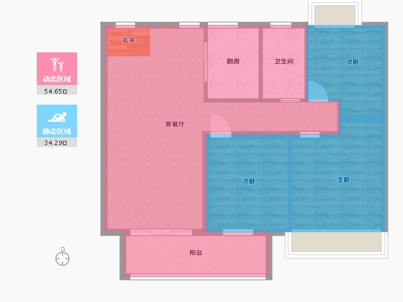 江苏省-扬州市-中海左岸-80.00-户型库-动静分区