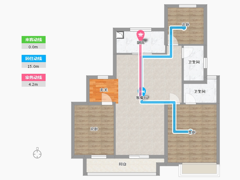 江苏省-扬州市-中海左岸-96.00-户型库-动静线