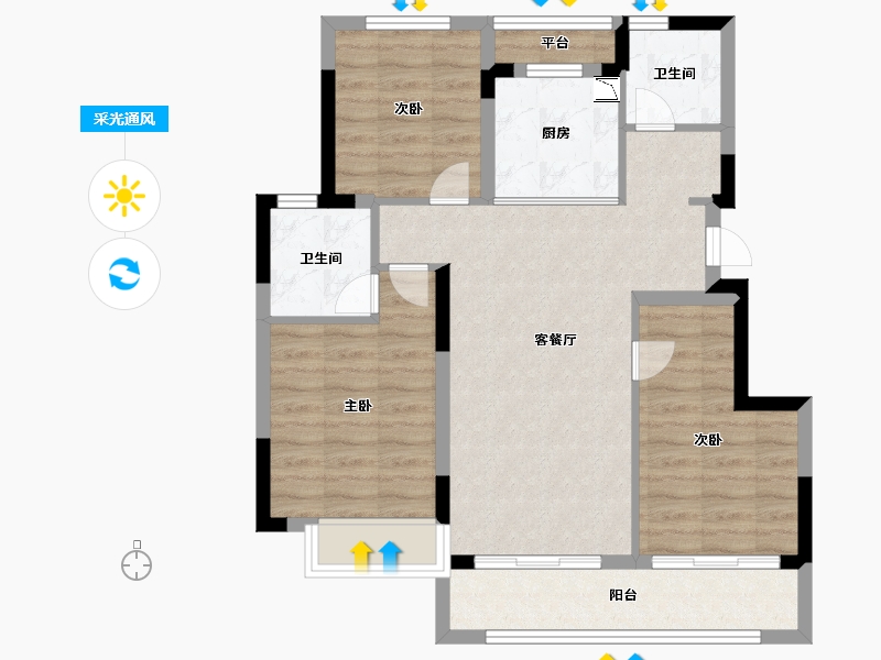 浙江省-金华市-观澜江境-78.40-户型库-采光通风