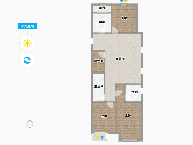 天津-天津市-雍景豪庭-93.17-户型库-采光通风