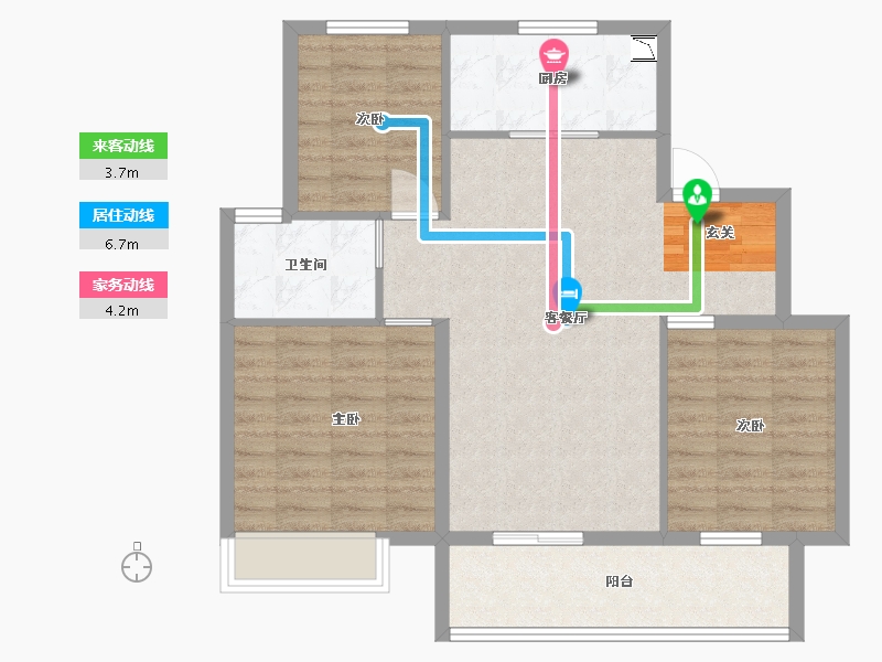 江苏省-扬州市-中海左岸-84.00-户型库-动静线