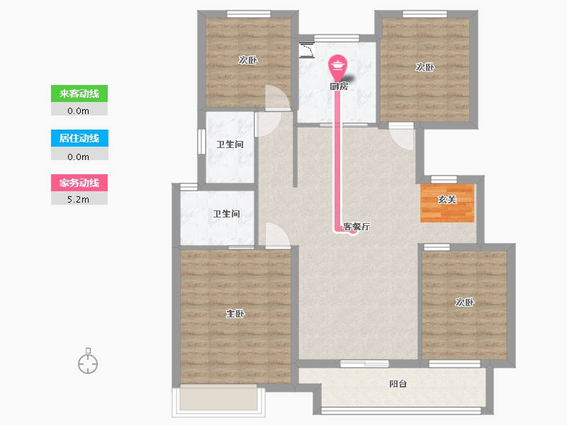 江苏省-扬州市-中海左岸-107.20-户型库-动静线