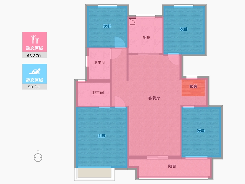 江苏省-扬州市-中海左岸-107.20-户型库-动静分区