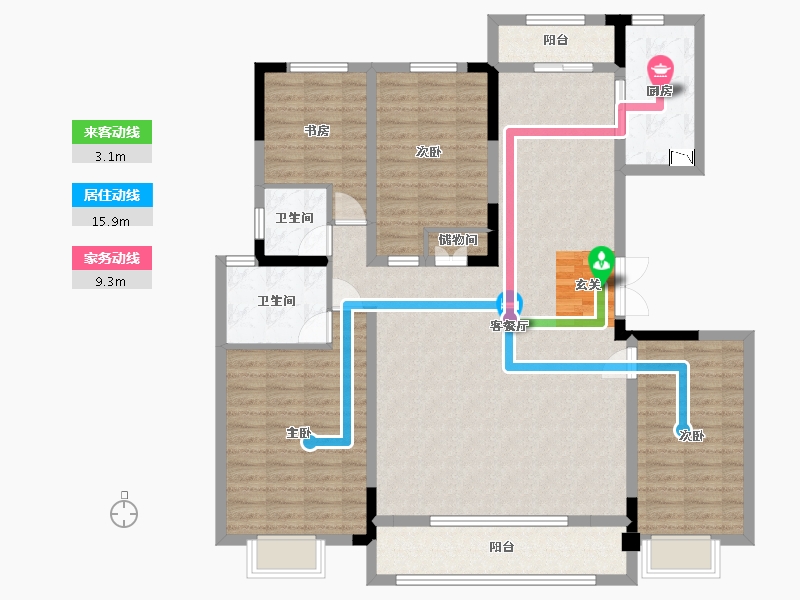 江苏省-扬州市-金湾1号-134.40-户型库-动静线