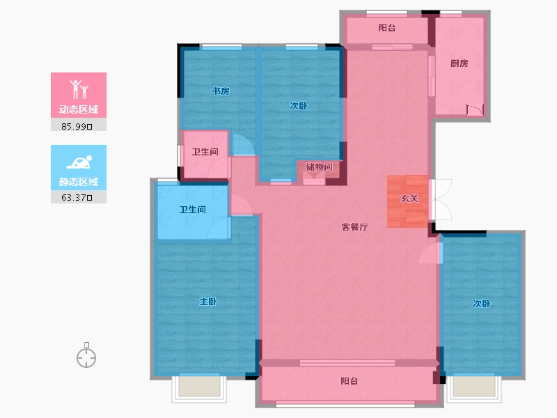 江苏省-扬州市-金湾1号-134.40-户型库-动静分区