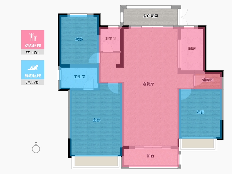 河南省-郑州市-轩辕湖壹号-110.54-户型库-动静分区