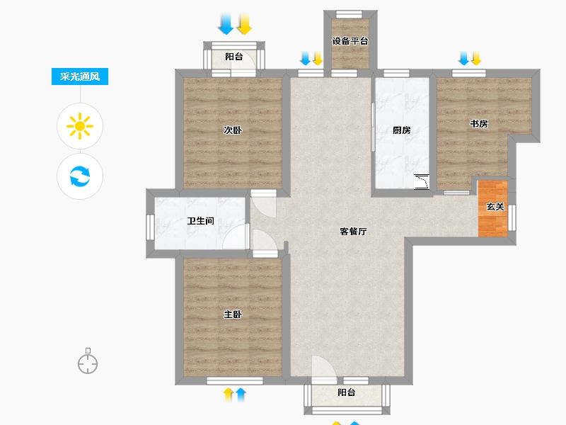 河北省-石家庄市-奥园城央云庭-81.97-户型库-采光通风