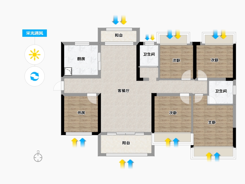 湖南省-长沙市-浏阳碧桂园-110.73-户型库-采光通风