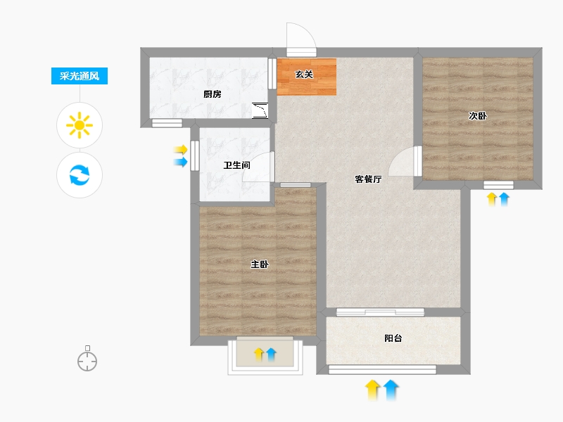 河北省-石家庄市-润江正定壹�院-67.20-户型库-采光通风