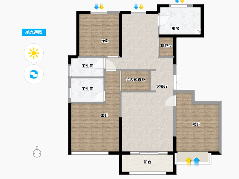 河北省-石家庄市-保利・拉菲公馆【衡水】-126.30-户型库-采光通风