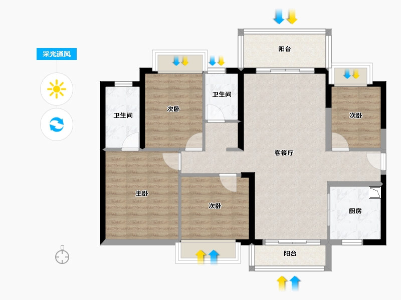 广东省-东莞市-公园壹号-97.65-户型库-采光通风