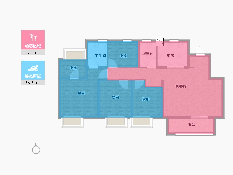 上海-上海市-保利玲�h公馆-91.20-户型库-动静分区