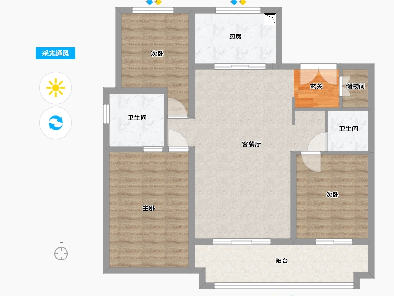 河北省-石家庄市-万科翡翠书院-98.69-户型库-采光通风