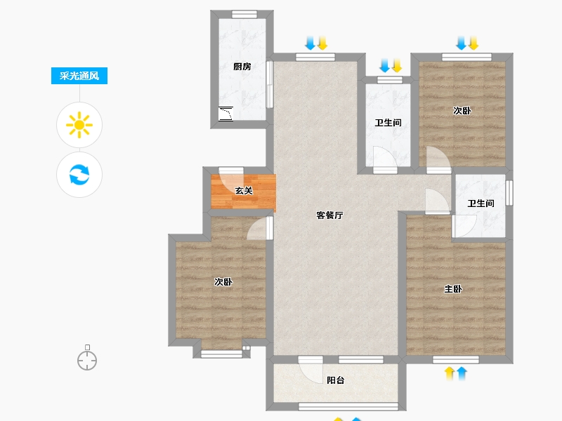 河北省-石家庄市-万德华府-87.45-户型库-采光通风