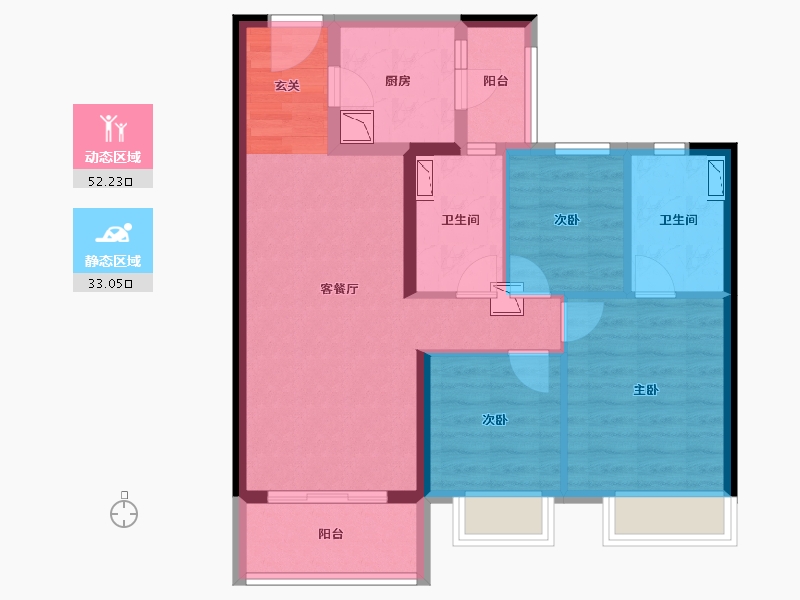 广东省-惠州市-保利和悦华锦-74.43-户型库-动静分区