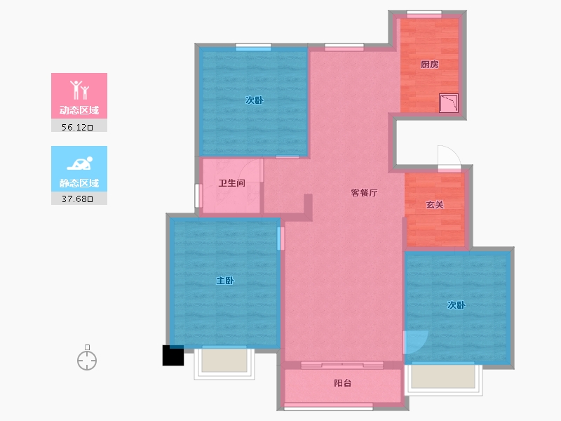 河北省-石家庄市-石家庄孔雀城-83.99-户型库-动静分区