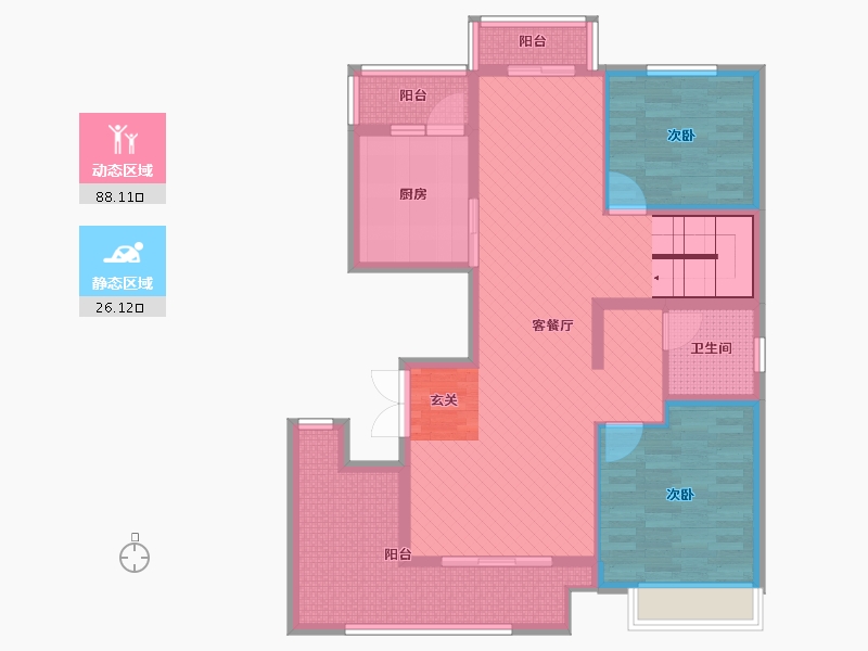 浙江省-杭州市-协安上郡-100.03-户型库-动静分区