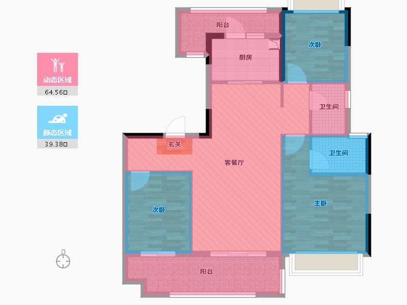 河南省-信阳市-潢川东方花园-91.61-户型库-动静分区