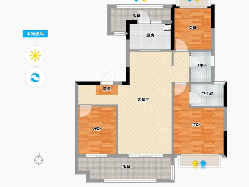 河南省-信阳市-潢川东方花园-91.61-户型库-采光通风