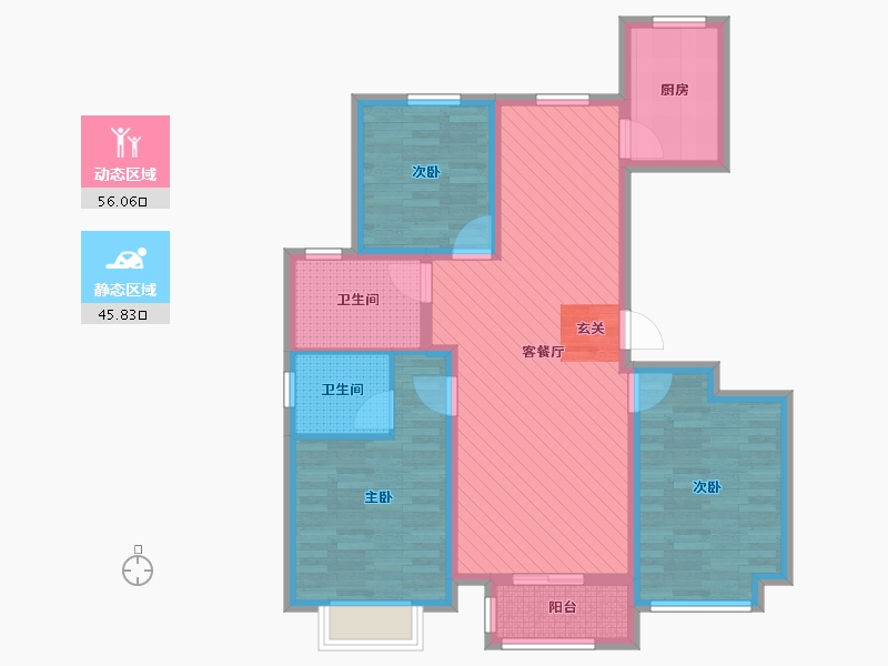 河北省-唐山市-中建城四期-89.22-户型库-动静分区