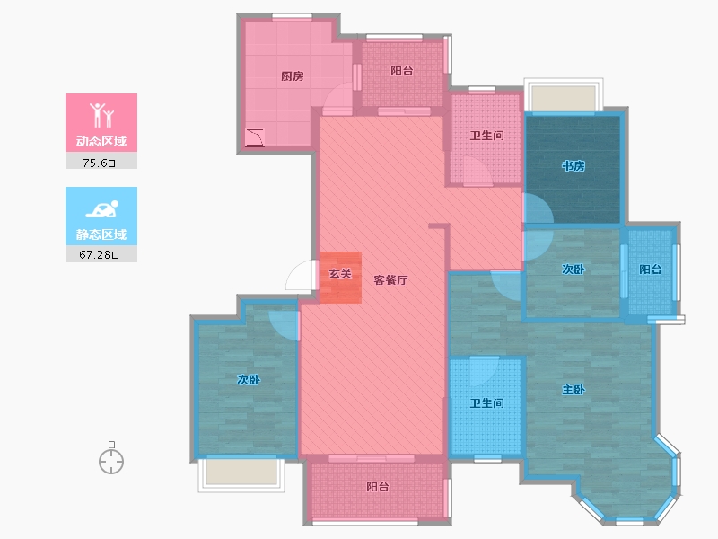 浙江省-杭州市-紫金西苑-127.37-户型库-动静分区