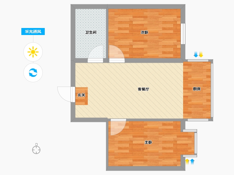 黑龙江省-鸡西市-莲花新城-50.39-户型库-采光通风