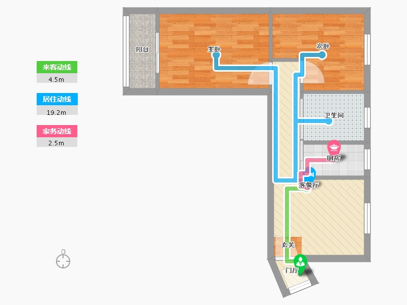 上海-上海市-桂林西街14弄长顺坊-45.43-户型库-动静线