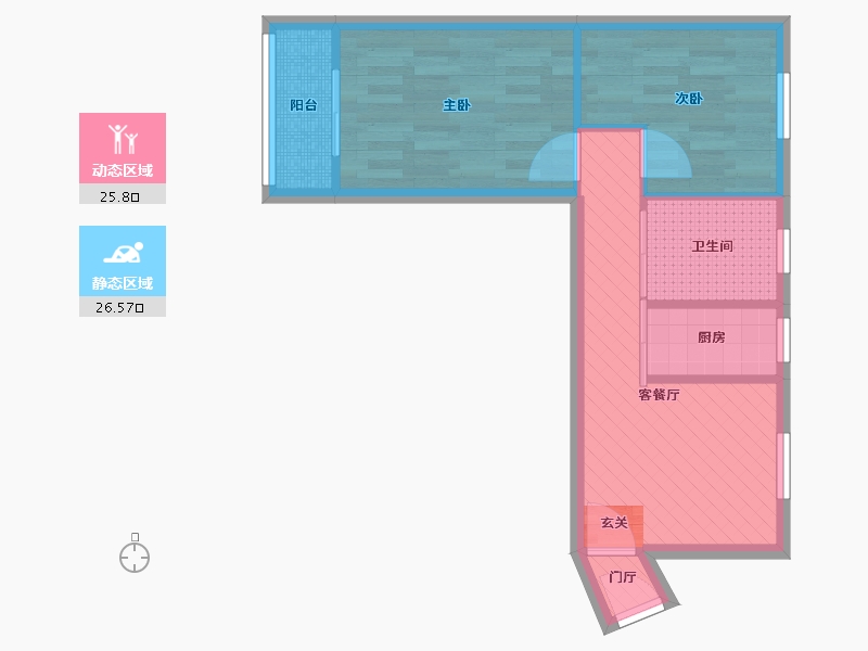 上海-上海市-桂林西街14弄长顺坊-45.43-户型库-动静分区