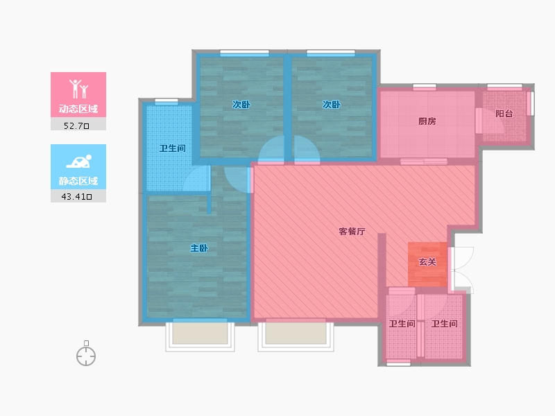 甘肃省-庆阳市-长兴园二区-82.85-户型库-动静分区