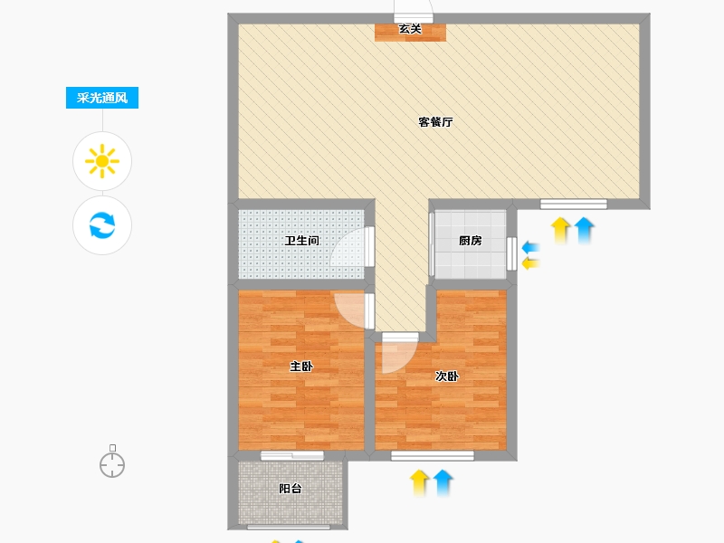 河北省-保定市-朝阳花园-C区-80.00-户型库-采光通风