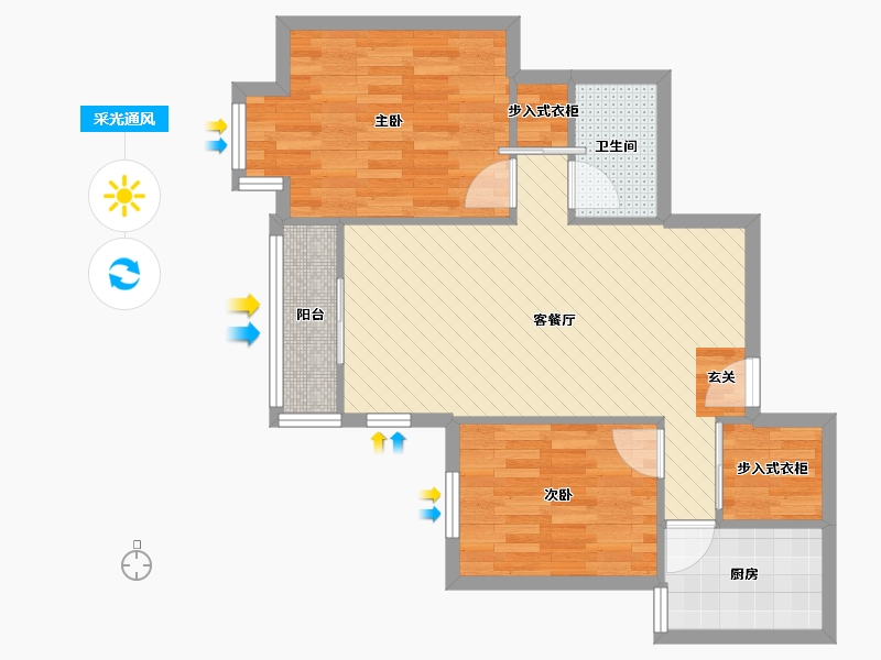 北京-北京市-风度柏林-66.65-户型库-采光通风