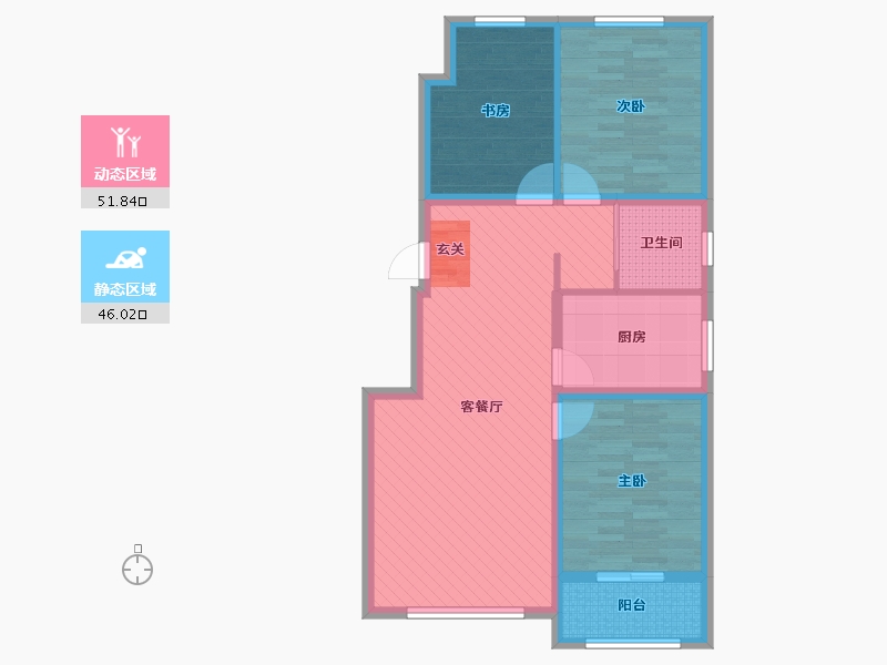 河北省-唐山市-昊宇一品-86.60-户型库-动静分区