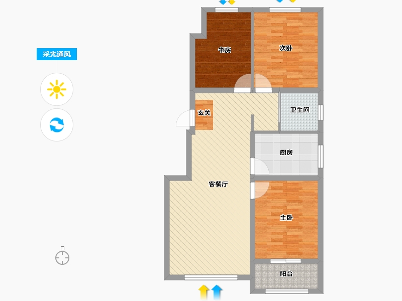 河北省-唐山市-昊宇一品-86.60-户型库-采光通风