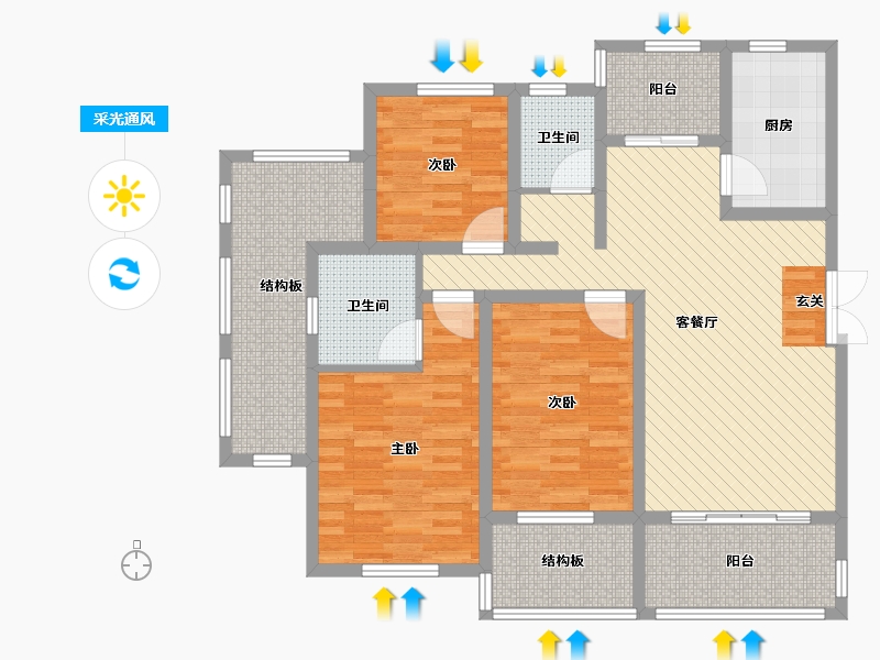 江西省-上饶市-褚溪碧水香邻-111.45-户型库-采光通风