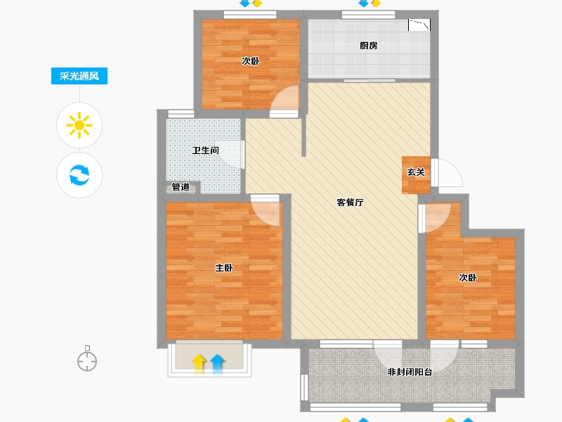 山东省-青岛市-万科桃花源-84.00-户型库-采光通风