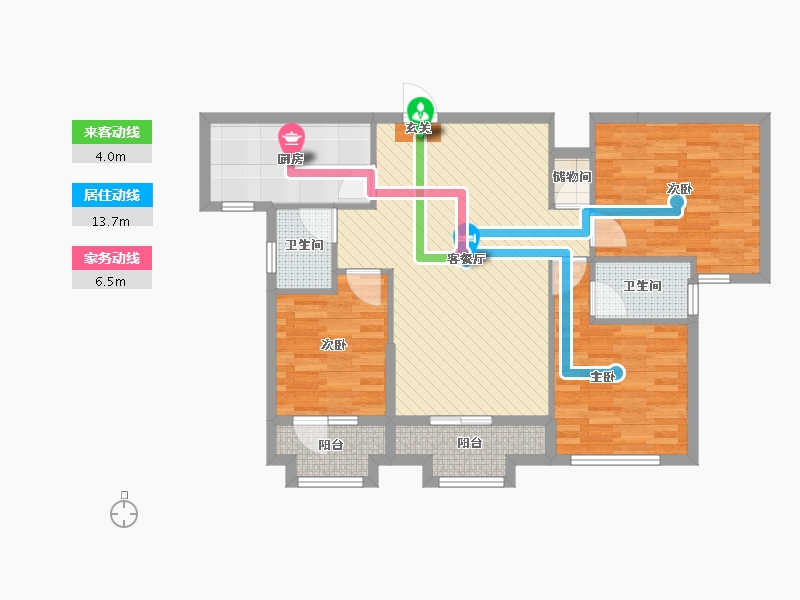 广东省-梅州市-客家新世界商业广场GJ-1栋-89.72-户型库-动静线