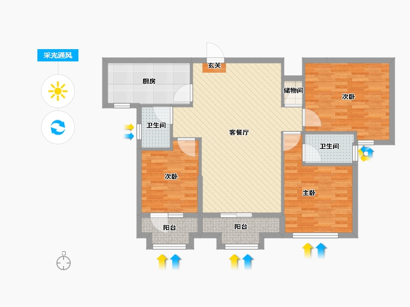 广东省-梅州市-客家新世界商业广场GJ-1栋-89.72-户型库-采光通风