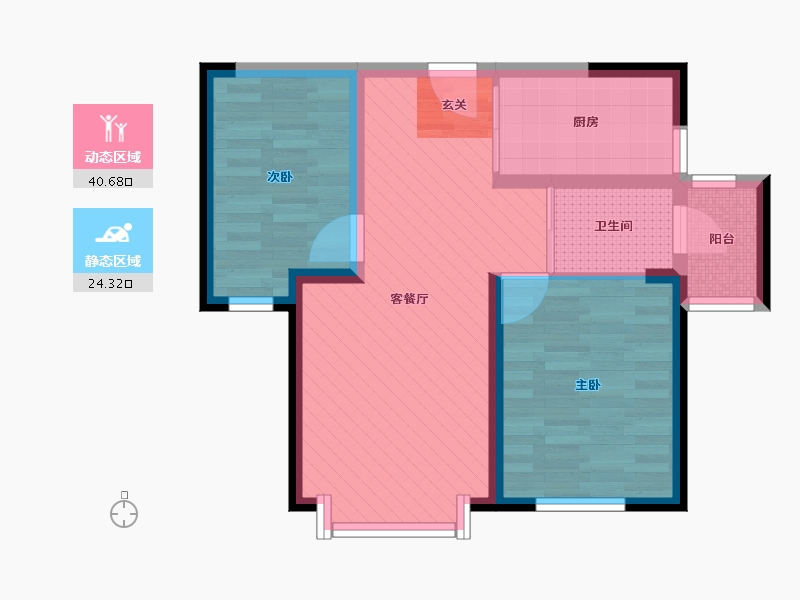 新疆维吾尔自治区-伊犁哈萨克自治州-奎屯乌孙里五栋-56.43-户型库-动静分区