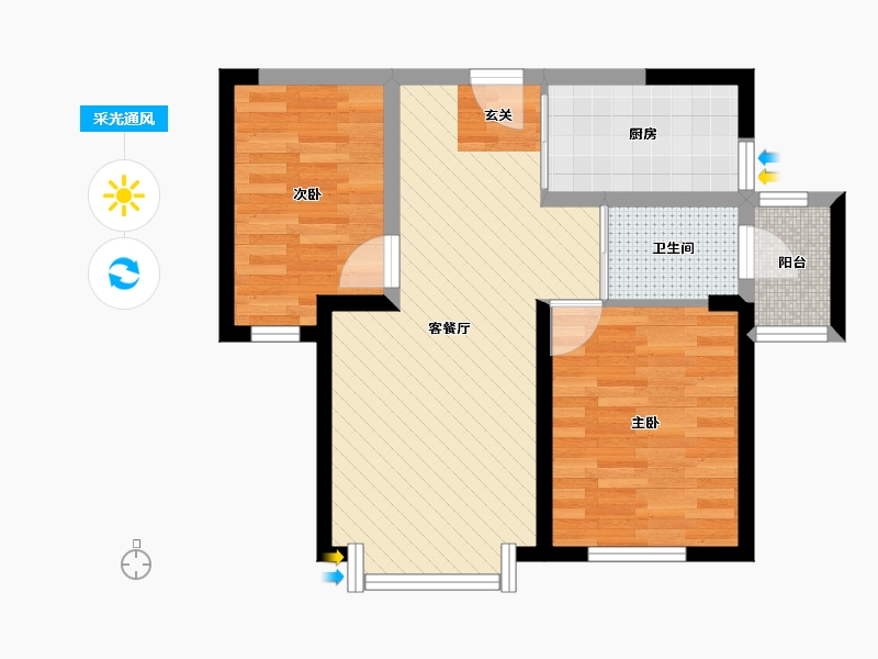 新疆维吾尔自治区-伊犁哈萨克自治州-奎屯乌孙里五栋-56.43-户型库-采光通风