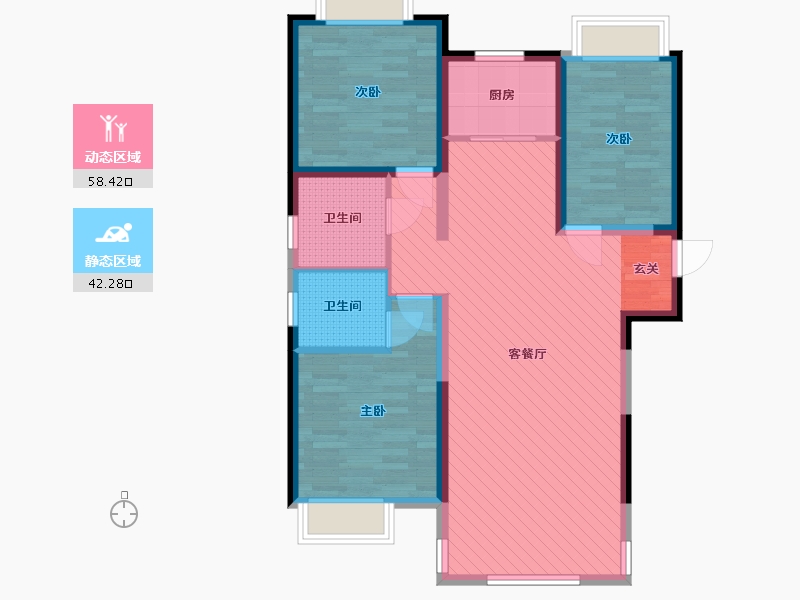 河南省-信阳市-中铁领秀城-89.48-户型库-动静分区