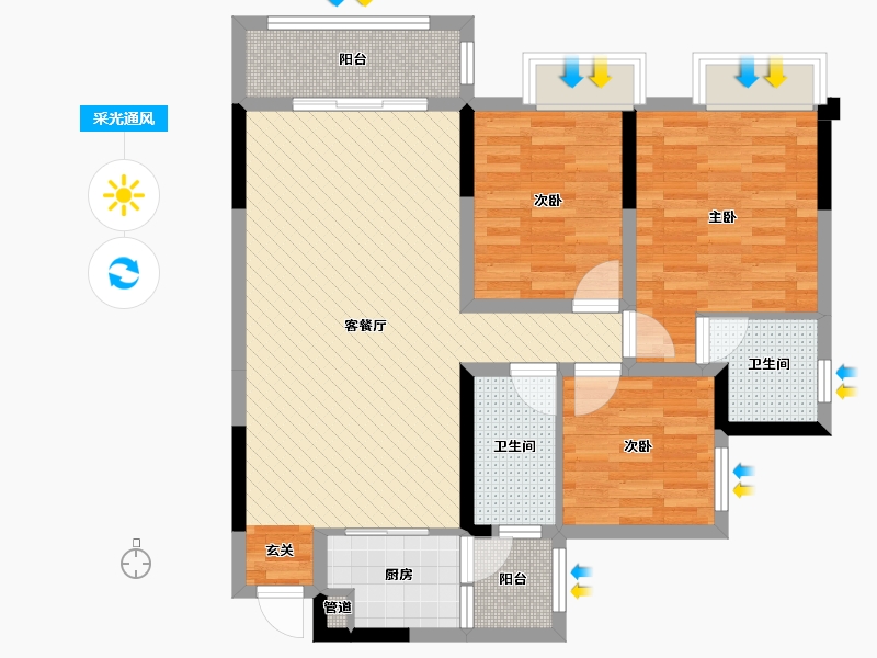 贵州省-黔南布依族苗族自治州-锦美(河畔阳光)-84.81-户型库-采光通风