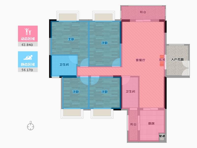 贵州省-黔东南苗族侗族自治州-中兴幸福里-113.19-户型库-动静分区