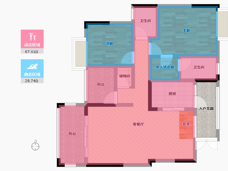 四川省-宜宾市-光明春天-86.63-户型库-动静分区