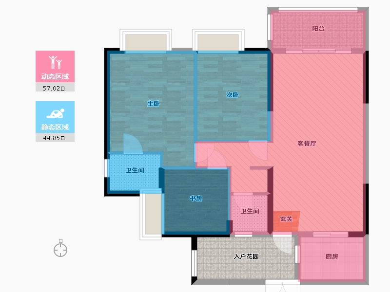 贵州省-贵阳市-花果园s3二栋-98.49-户型库-动静分区