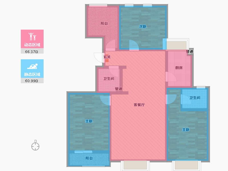 山东省-潍坊市-富庭大第-111.86-户型库-动静分区