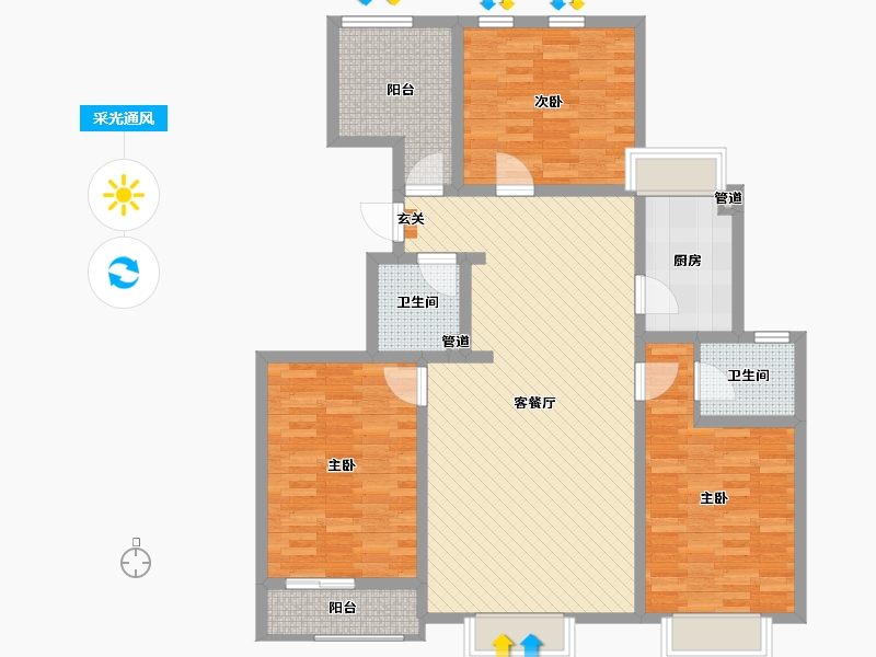 山东省-潍坊市-富庭大第-111.86-户型库-采光通风