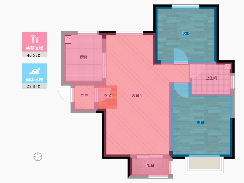 宁夏回族自治区-银川市-锦润秀府-秀园-62.92-户型库-动静分区