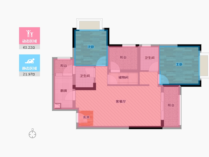 重庆-重庆市-春风与湖-三期-73.37-户型库-动静分区