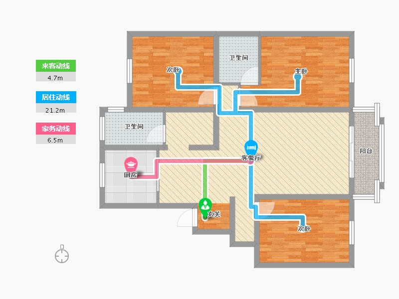 江苏省-苏州市-长江花园-102.68-户型库-动静线