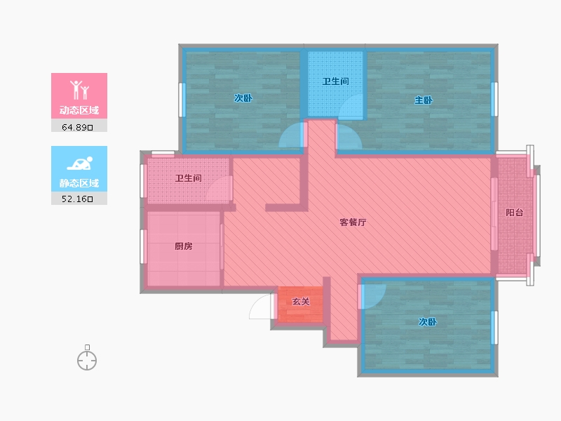 江苏省-苏州市-长江花园-102.68-户型库-动静分区